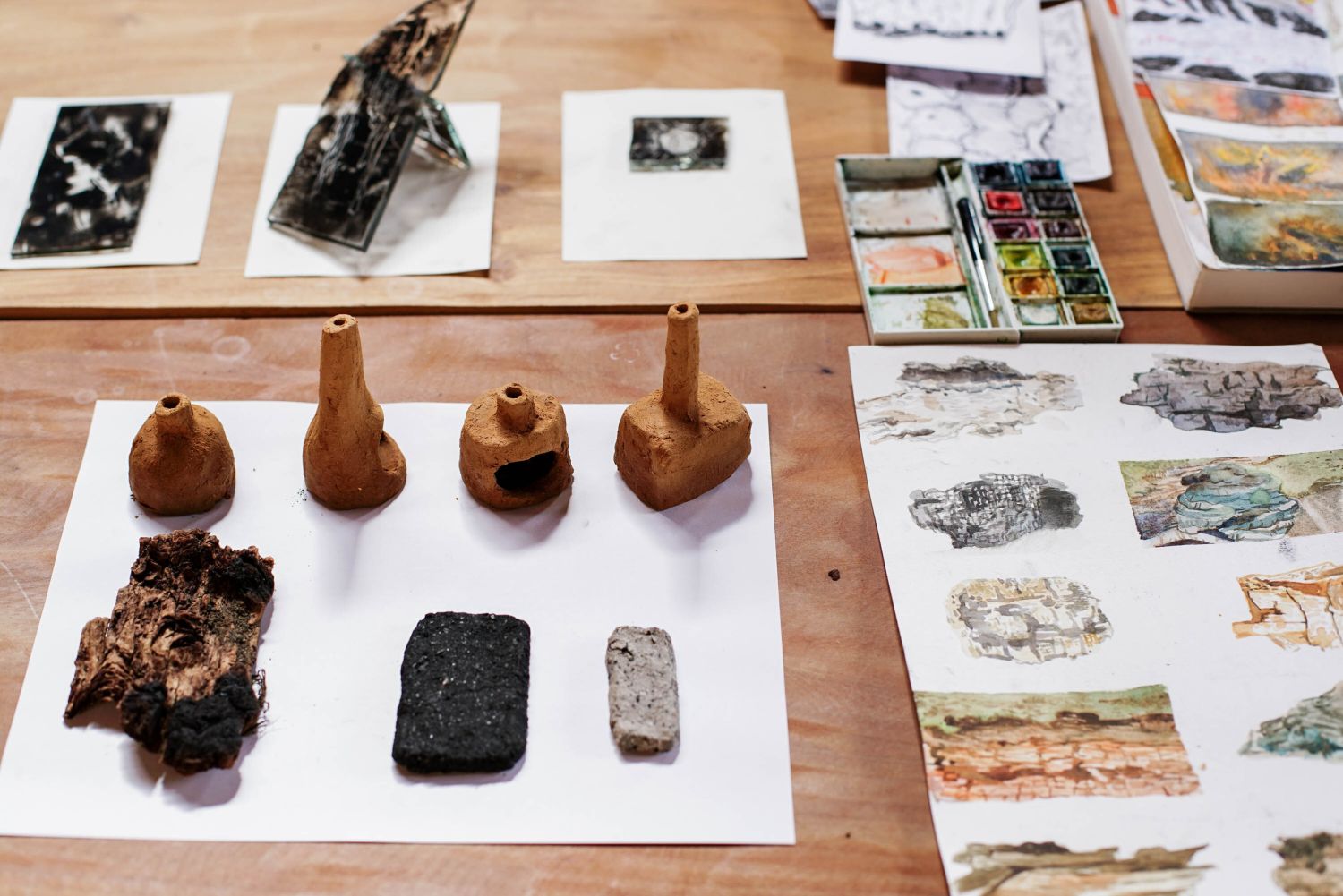 Process research that led to the design of “The Forest Fire as Planetarium: A Prophetic Game” by Bárbara Acevedo Strange, created during her time in the forest at Bosque Pehuén–Ecologies of Fire residency. Andrea Novoa, 2024.