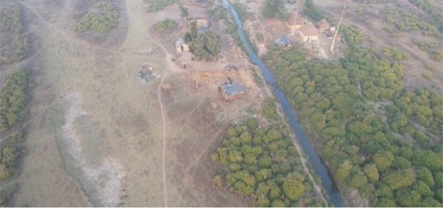 Smart Forests project drone footage showing Van Gujjar community settlement. Uttarakhand, India. Trishant Simlai with Smart Forests, 2023.