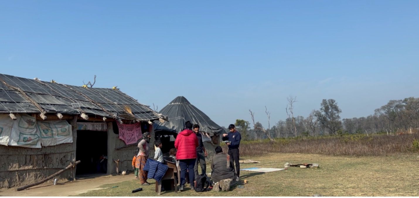 Smart Forests film showing Van Gujjar community exploring mapping technologies with Trishant Simlai. Uttarakhand, India. Mind the Film with Smart Forests, 2025.